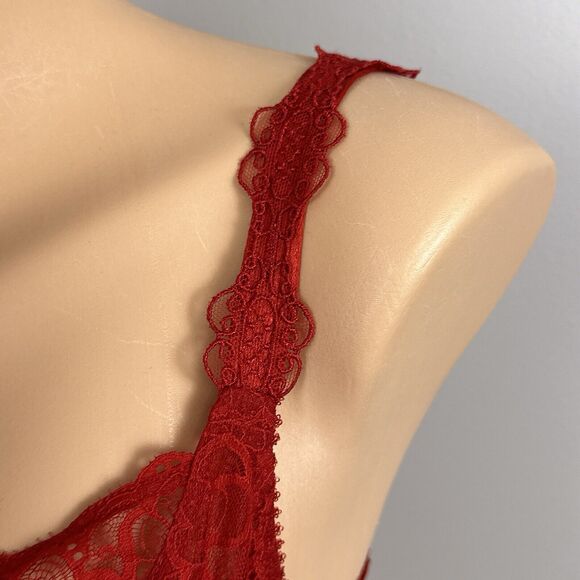 Maison Lejaby Elixir Theodora 3 Part Underwire Bra Red US Size 32E G71333 Lace - Picture 5 of 11